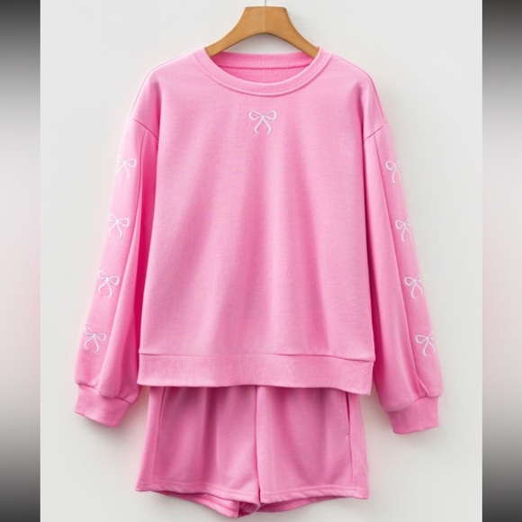 Pink Dream Lounge Long sleeve Bow set - Picture 2 of 4